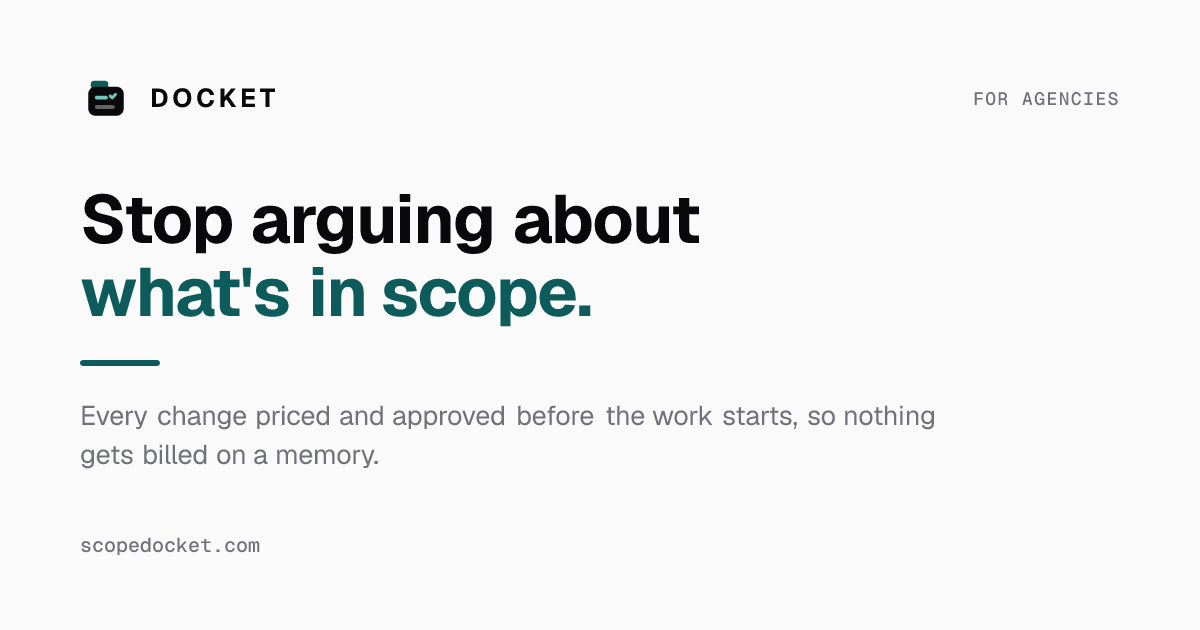 Docket — Change Order Software for Agencies